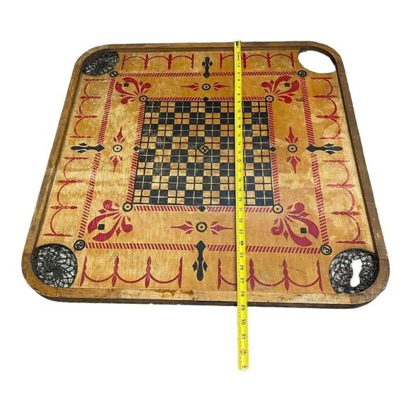Antique Carrom Game Board 28 1/2" Large Wooden Vintage Decor Man Cave Bar Barn - Picture 5 of 9